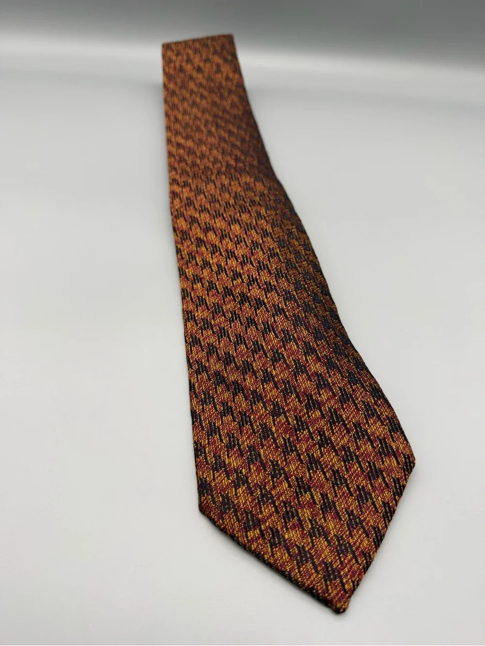 Chanel Tweed Tie in Rust and Burgundy